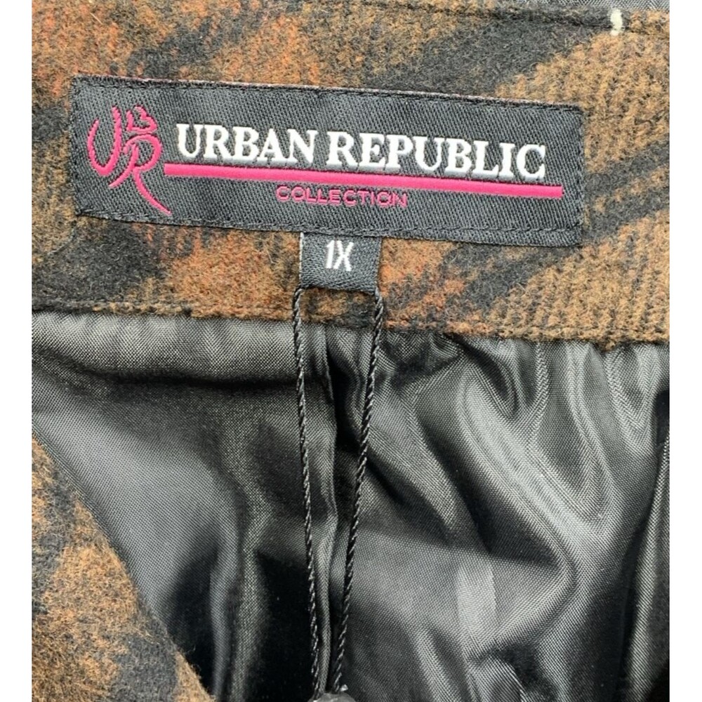 Urban Republic Collection Women's Jacket Plaid Check Belted Brown Size 1X NEW - Picture 2 of 16